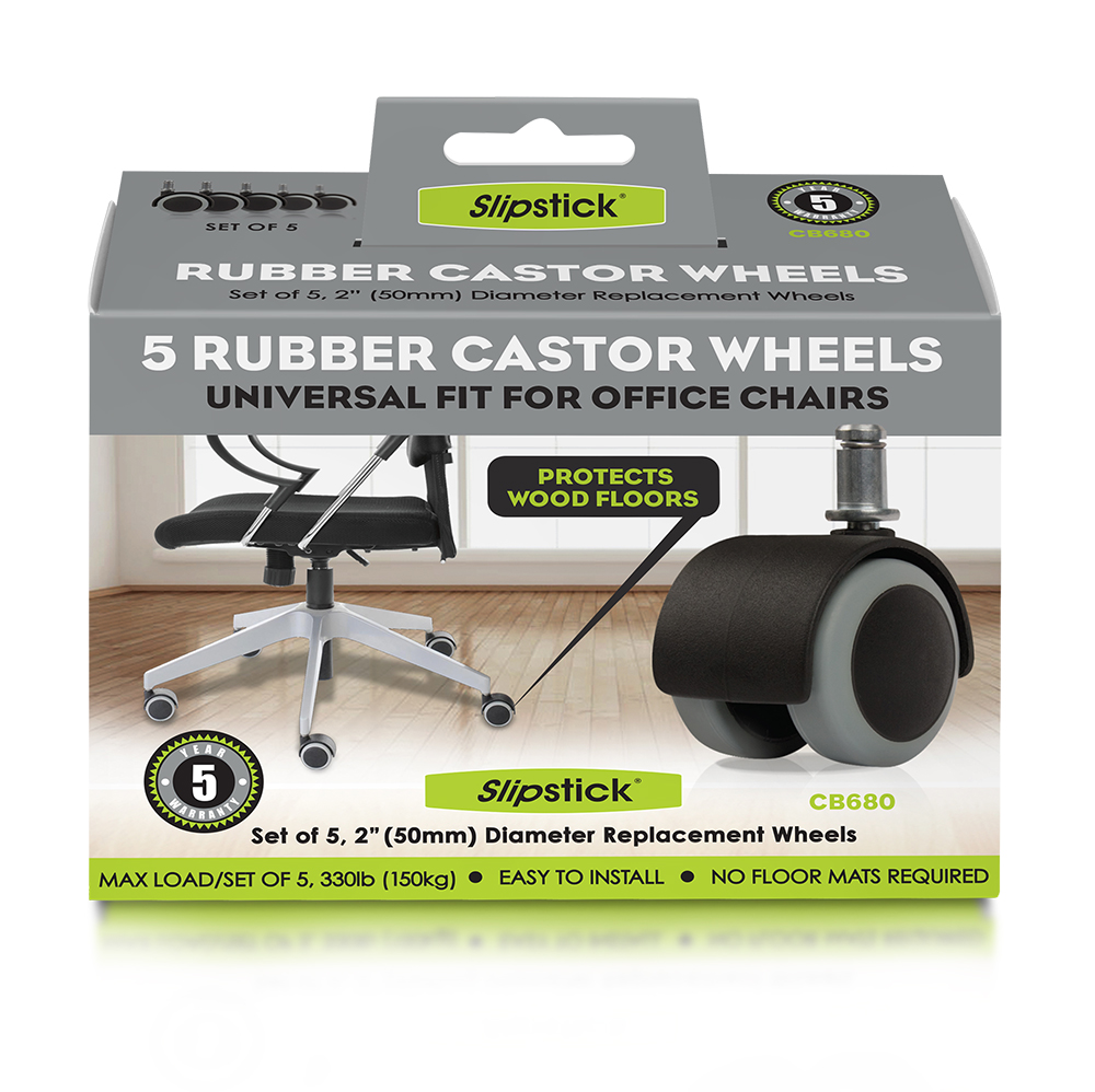 Office Chair Rubber Castor Wheels, Black/Grey – CB680