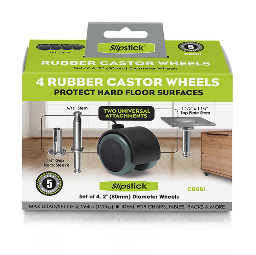 Rubber Castor Wheels, Black/Grey – CB681